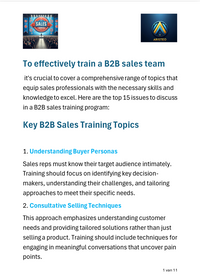 ARISTEO Key Issues for B2B Sales Training