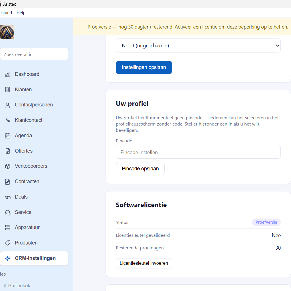 ARISTEO CRM SOFTWARE NEDERLAND , VOOR ZZP& MKB VOLLEDIG NEDERLANDSTALIG, LOKAAL GEINSTALLEERD, 14 SUPPORT MODULES
