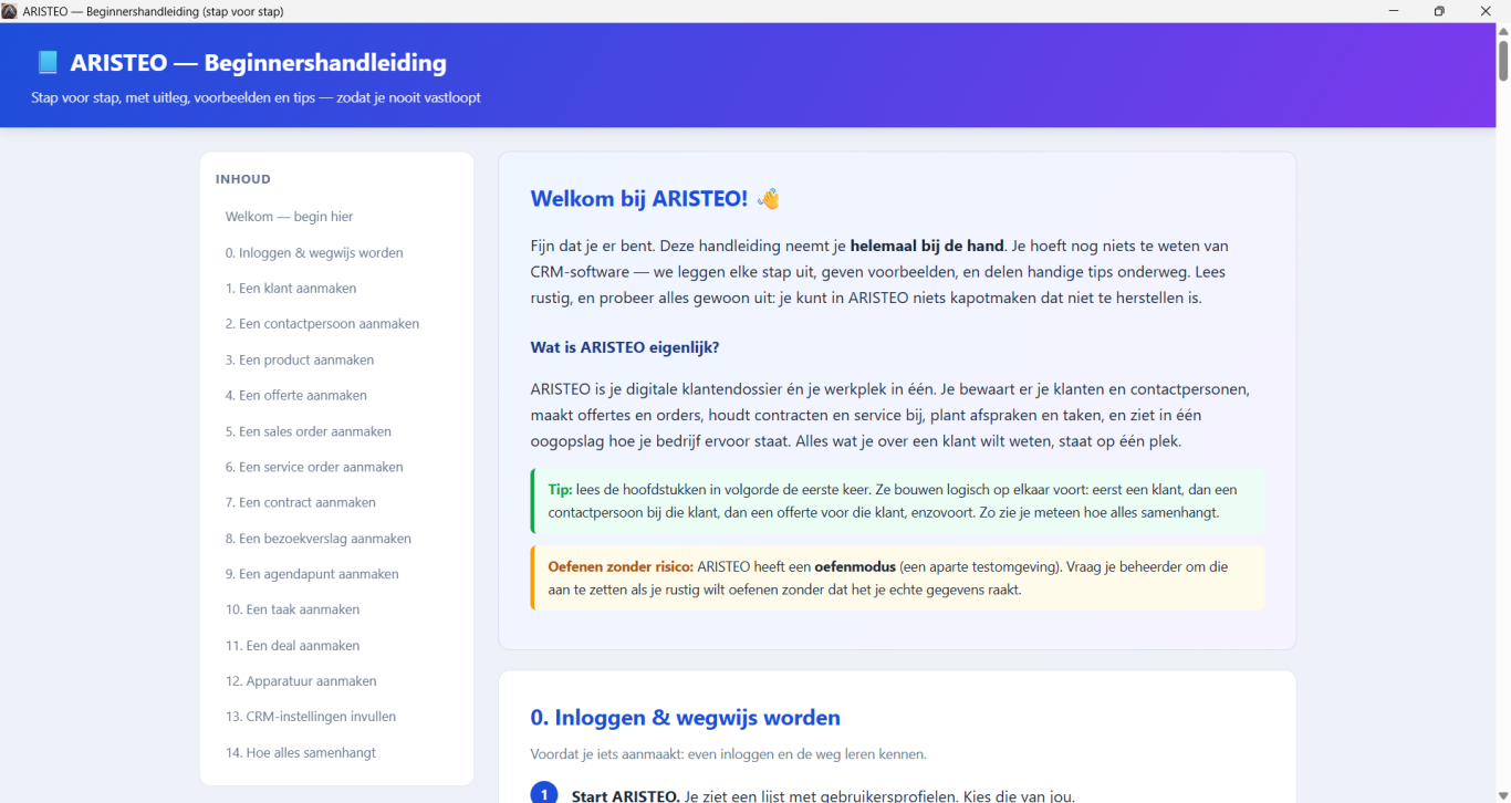 ARISTEO CRM SOFTWARE NEDERLAND , VOOR ZZP& MKB VOLLEDIG NEDERLANDSTALIG, LOKAAL GEINSTALLEERD, 14 SUPPORT MODULES